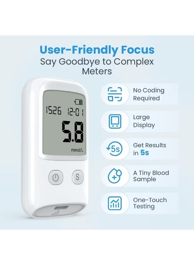 REMAX Combined Blood Glucose and Uric Acid Monitor, High-Precision Calibration-Free Glucose Meter with Lancing Device, Includes 25 Glucose Test Strips, 25 Uric Acid Test Strips, 50 Lancets, Glucose and Uric Acid Testing Kit - Image 3